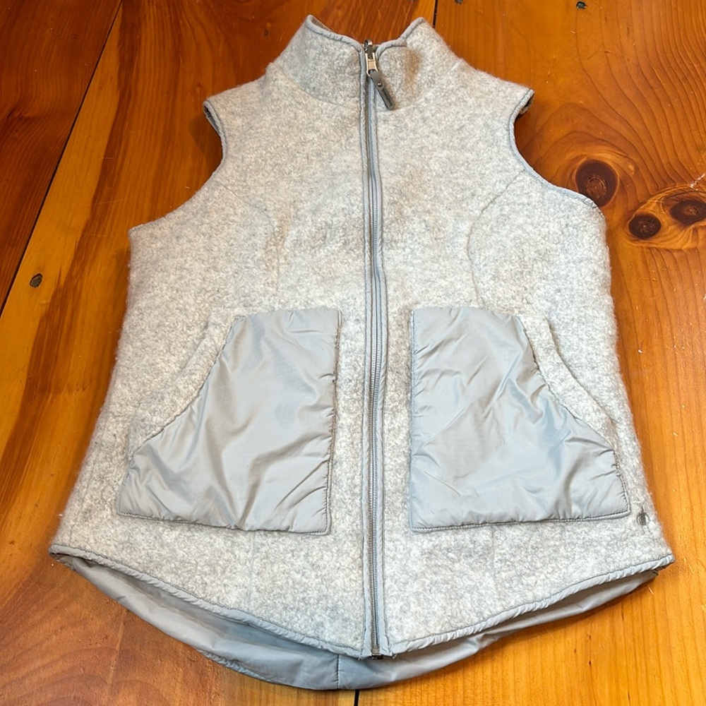 SMARTWOOL XS Ice Blue Anchor Line Reversible Sherpa Vest Wool